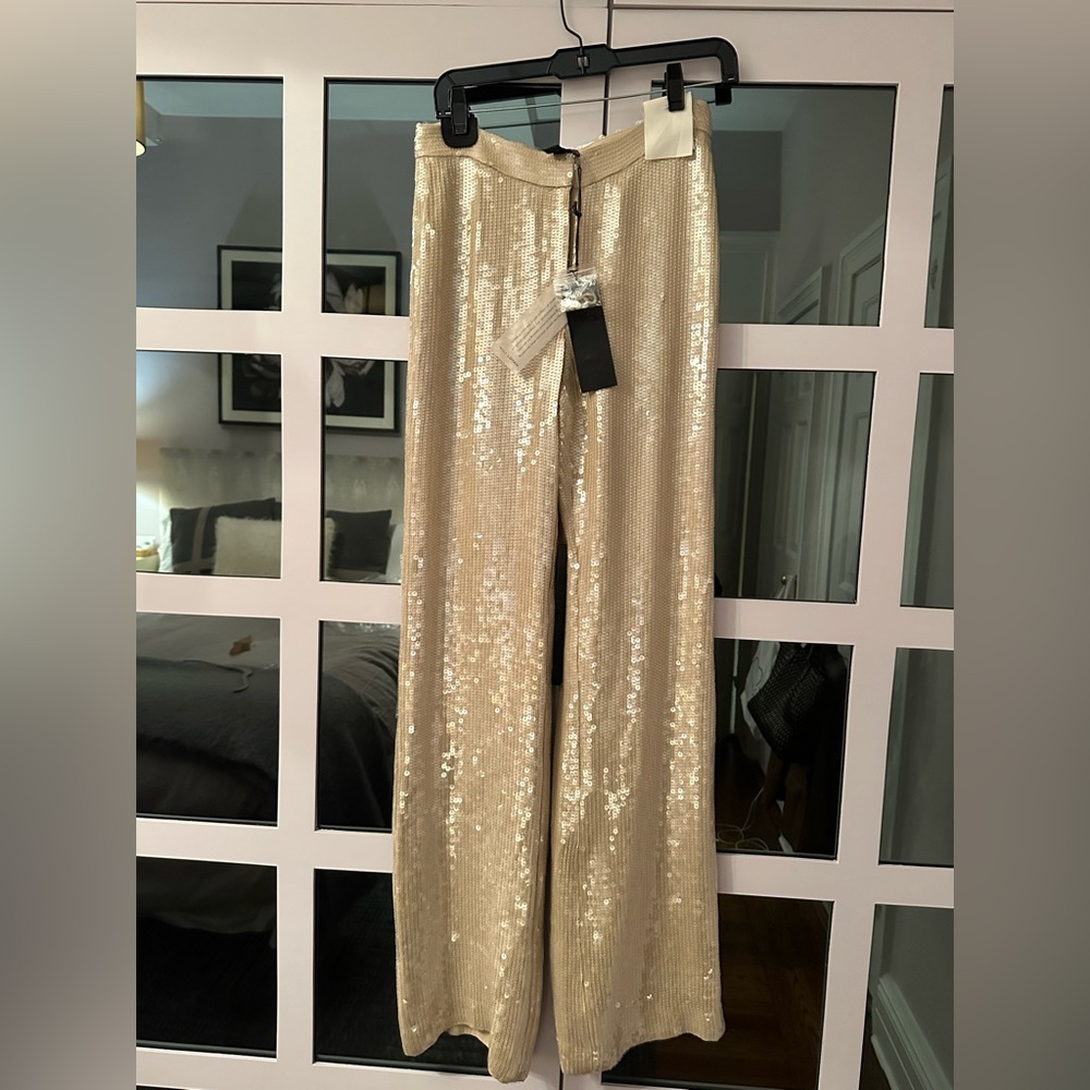Brand new Nili Lotan khaki beige sequin pants with tags